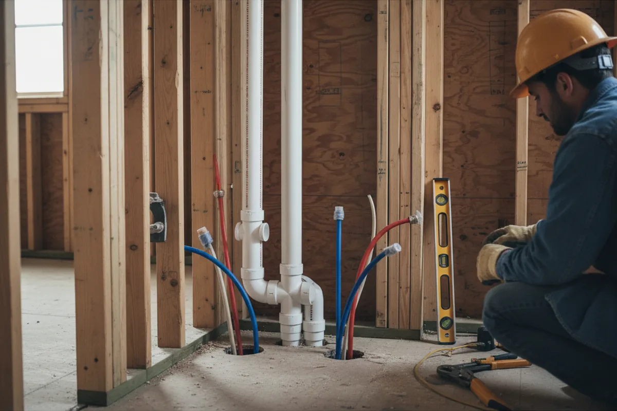 Drain and supply rough-in during Sump Pump Repair in Henderson
