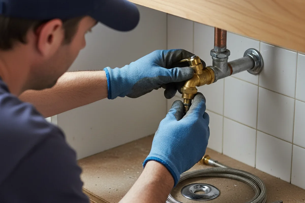 Shutoff valve and fitting work during Burst Pipe Repair in Henderson